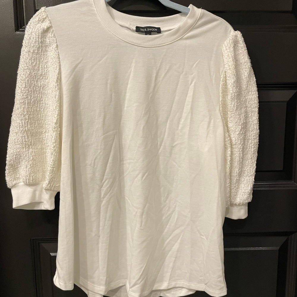 Ivory Textured Sleeve Top
